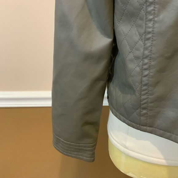 George Faux Leather Sage Green Moto Jacket L 12-14 - Picture 9 of 13